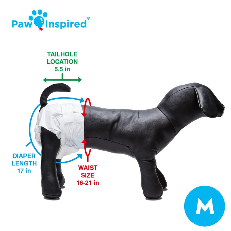Paw Inspired 32ct Disposable Dog Diapers | Female Dog Diapers Ultra Protection | Diapers for Dogs in Heat, Excitable Urination, or Incontinence (Medium) - Image 5